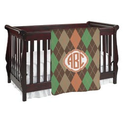 Brown Argyle Baby Blanket (Double Sided) (Personalized)