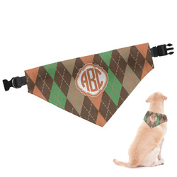 Brown Argyle Dog Bandana - Large (Personalized)
