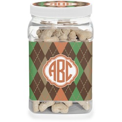 Brown Argyle Dog Treat Jar (Personalized)