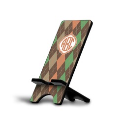 Brown Argyle Cell Phone Stand (Large) (Personalized)