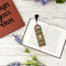 Brown Argyle Plastic Bookmarks - In Context