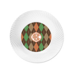 Brown Argyle Plastic Party Appetizer & Dessert Plates - 6" (Personalized)