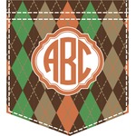 Brown Argyle Iron On Faux Pocket (Personalized)