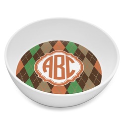 Brown Argyle Melamine Bowl - 8 oz (Personalized)