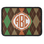 Brown Argyle Iron On Rectangle Patch w/ Monogram