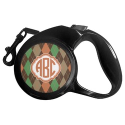 Brown Argyle Retractable Dog Leash - Medium (Personalized)