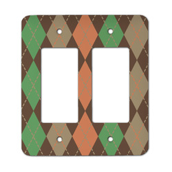 Brown Argyle Rocker Style Light Switch Cover - Two Switch