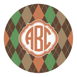 Brown Argyle Round Decal - Small (Personalized)