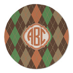 Brown Argyle Round Linen Placemat - Single Sided (Personalized)