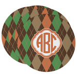 Brown Argyle Round Paper Coasters w/ Monograms