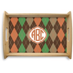 Brown Argyle Natural Wooden Tray - Small (Personalized)