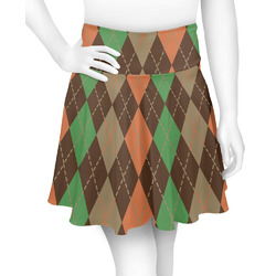 Brown Argyle Skater Skirt - Small