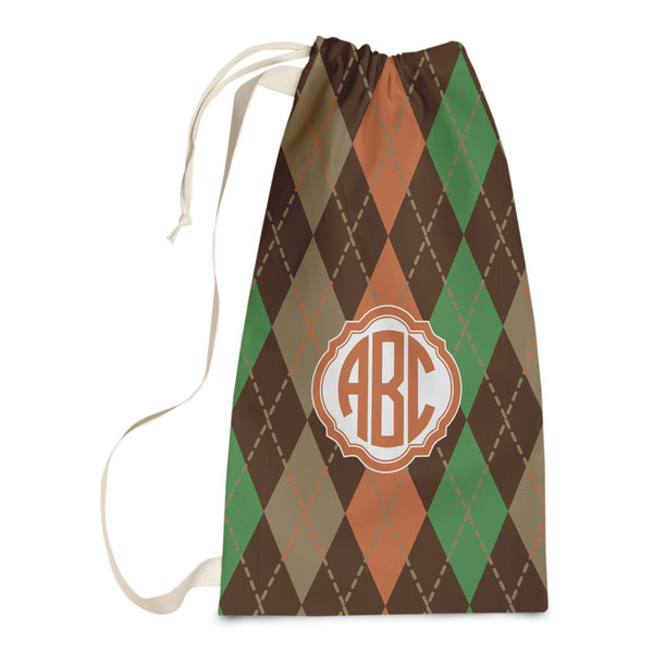 Custom Brown Argyle Laundry Bags - Small (Personalized)