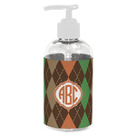 Brown Argyle Plastic Soap / Lotion Dispenser (8 oz - Small - White) (Personalized)