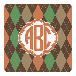 Brown Argyle Square Decal - Small (Personalized)