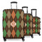 Brown Argyle Suitcase Set 1 - MAIN