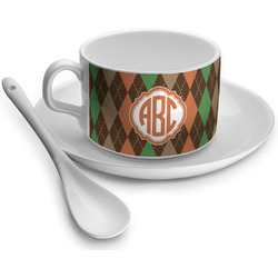 Brown Argyle Tea Cup - Single (Personalized)
