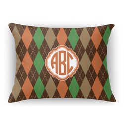 Brown Argyle Rectangular Throw Pillow Case - 12"x18" (Personalized)