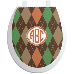 Brown Argyle Toilet Seat Decal - Round (Personalized)