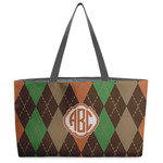 Brown Argyle Beach Totes Bag - w/ Black Handles (Personalized)