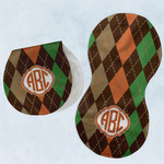 Brown Argyle Burp Pads - Velour - Set of 2 w/ Monogram