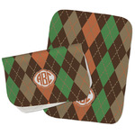 Brown Argyle Burp Cloths - Fleece - Set of 2 w/ Monogram