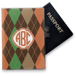 Brown Argyle Vinyl Passport Holder (Personalized)