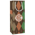 Brown Argyle Wine Gift Bags - Matte (Personalized)