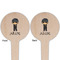 Brown Argyle Wooden 4" Food Pick - Round - Double Sided - Front & Back