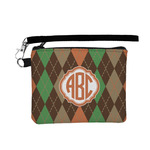 Brown Argyle Wristlet ID Case w/ Monogram