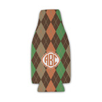 Brown Argyle Zipper Bottle Cooler (Personalized)