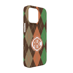 Brown Argyle iPhone Case - Plastic - iPhone 13 Pro (Personalized)