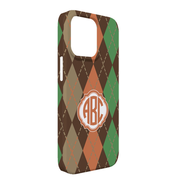 Custom Brown Argyle iPhone Case - Plastic - iPhone 13 Pro Max (Personalized)