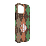 Brown Argyle iPhone Case - Rubber Lined - iPhone 13 Pro (Personalized)