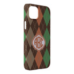 Brown Argyle iPhone Case - Plastic - iPhone 14 Plus (Personalized)