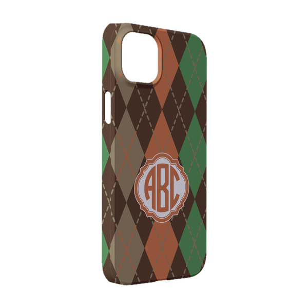 Custom Brown Argyle iPhone Case - Plastic - iPhone 14 Pro (Personalized)