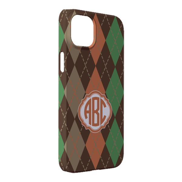 Custom Brown Argyle iPhone Case - Plastic - iPhone 14 Pro Max (Personalized)