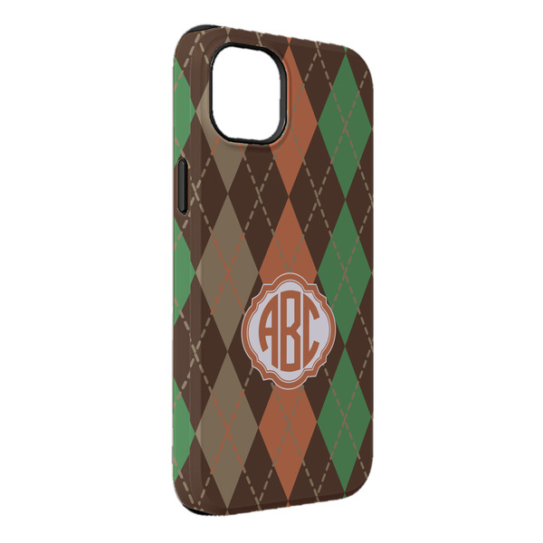 Custom Brown Argyle iPhone Case - Rubber Lined - iPhone 14 Pro Max (Personalized)