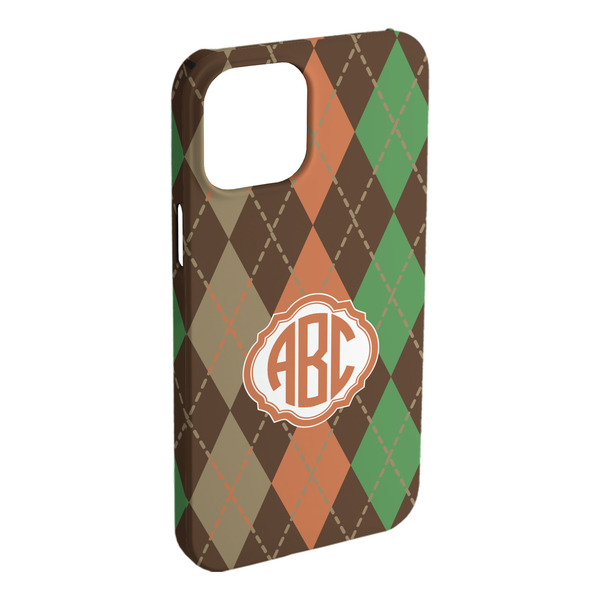 Custom Brown Argyle iPhone Case - Plastic - iPhone 15 Plus (Personalized)