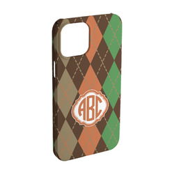 Brown Argyle iPhone Case - Plastic - iPhone 15 Pro (Personalized)