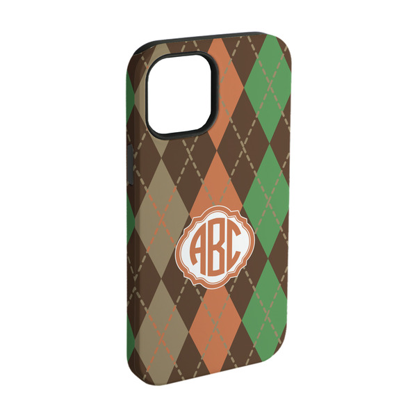 Custom Brown Argyle iPhone Case - Rubber Lined - iPhone 15 (Personalized)