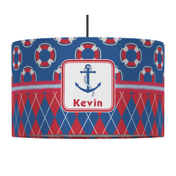 Buoy & Argyle Print 12" Drum Pendant Lamp - Fabric (Personalized)