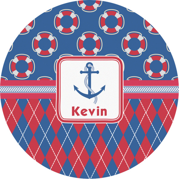 Custom Buoy & Argyle Print Multipurpose Round Labels - Custom Sized (Personalized)