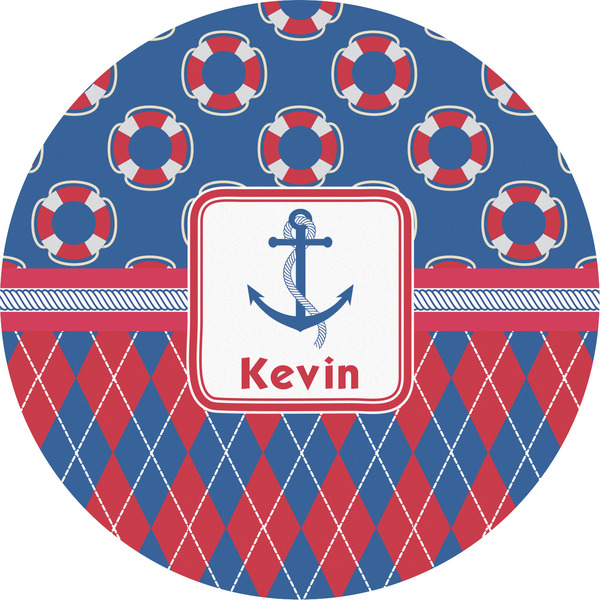 Custom Buoy & Argyle Print Multipurpose Round Labels - 5" (Personalized)