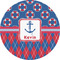 Buoy & Argyle Print 5" Multipurpose Round Label - Single Sticker