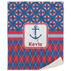 Buoy & Argyle Print Sherpa Throw Blanket - 60"x80" (Personalized)