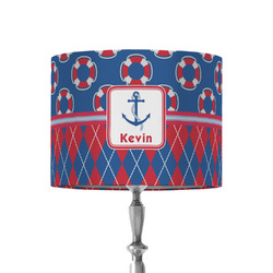 Buoy & Argyle Print 8" Drum Lamp Shade - Fabric (Personalized)