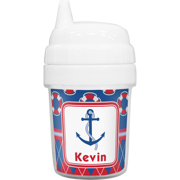 Custom Buoy & Argyle Print Baby Sippy Cup (Personalized)