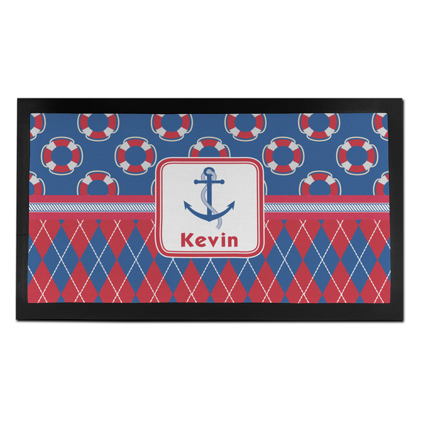 Custom Buoy & Argyle Print Bar Mat - Small (Personalized)