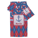 Buoy & Argyle Print Bath Towel Set - 3 Pcs (Personalized)